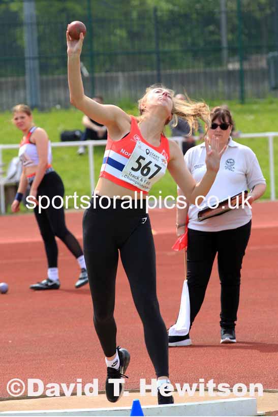 Womens Under-17s Shot Putt, 2023 North Eastern Track and Field Champs., Middlesbrough Sports Village, Middlesbrough. Photo: David T. Hewitson/Sports for All Pics
